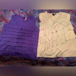 2 sleeveless ruffle tops size large